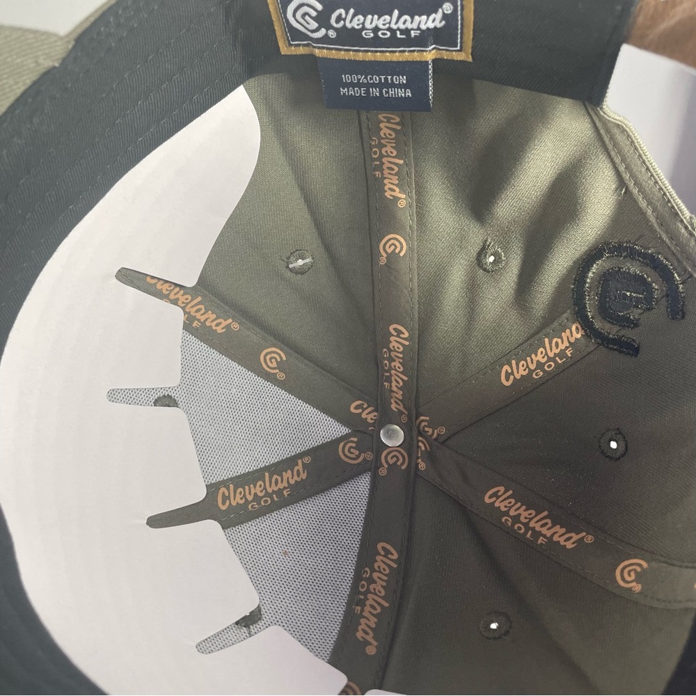 NEW Cleveland Golf Leather Patch Hat Cap Olive Green Adjustable NWT - Picture 3 of 3